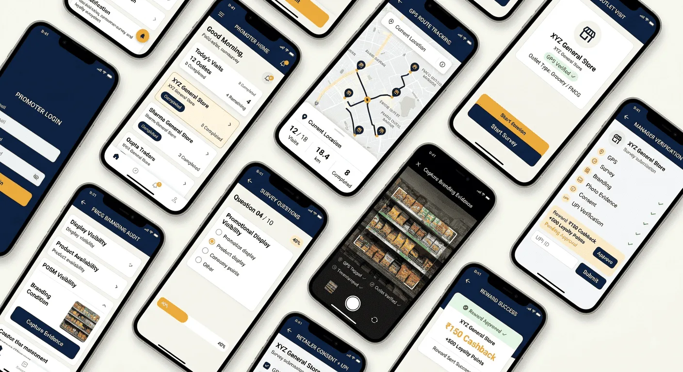 BrijCode consumer cashback and survey platform app screens
