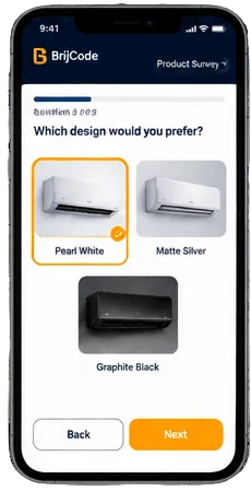 Consumer answering an image-based product preference question