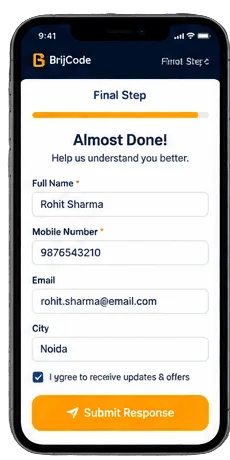 Consumer submitting product feedback and contact details