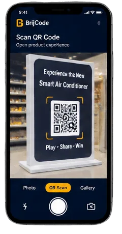 Consumer discovers a consumer durable product campaign through QR entry