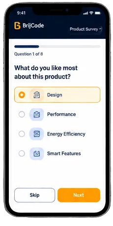 Consumer answering product survey questions