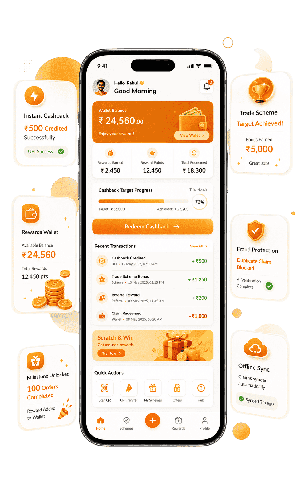 Retailer rewards app showing cashback and incentive management